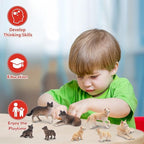 Toymany 8PCS Wolf Figures Forest Animals Toy Figurines - Plastic Jungle Zoo Animal Figurines for Kids Boys Girls Age 3-5 6-12