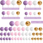 75 Pieces Cake Balls Topper Decorations Foam Cupcake Topper Mini Balloon Cake Topper Balls Cake Picks for Cake Deco Birthday Party Wedding（Purple,Pink,Gold,White）