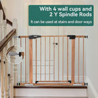 Mom's Choice Award Winner-BABELIO 26-40 Inch Metal Baby Gate with Wood Pattern, Easy Install Pressure Mounted Dog Gate, Ideal for Stairs and Doorways, with Wall Protectors and Extension Kits