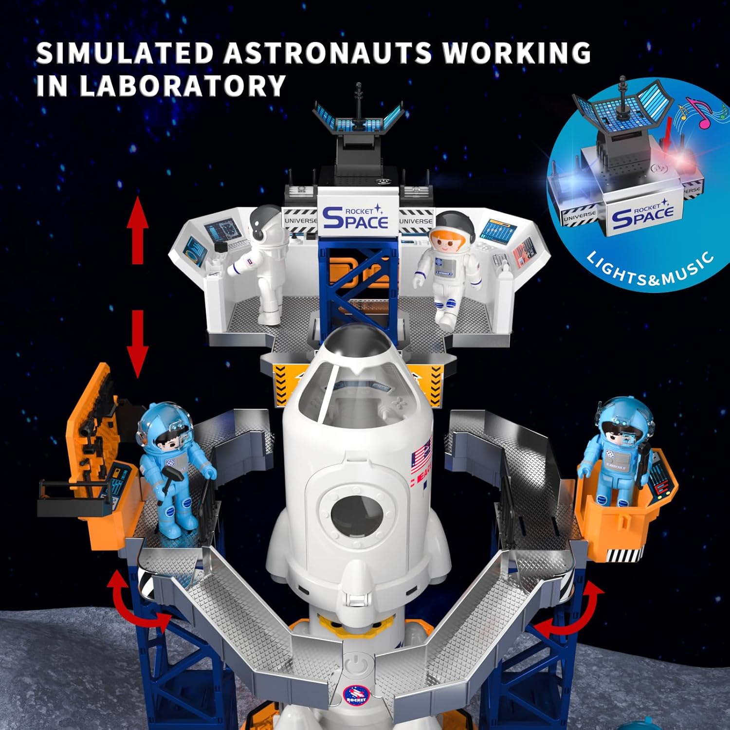 Rocket Launcher Space Shuttle Toys for Kids Boys Age 3 4 5 6 7 8 9 Years Old, 2-in-1 STEM Building Aerospace Toys with Rocket Launcher for Indoor Outdoor, Spaceship Toys Birthday Gift for Boys Girls