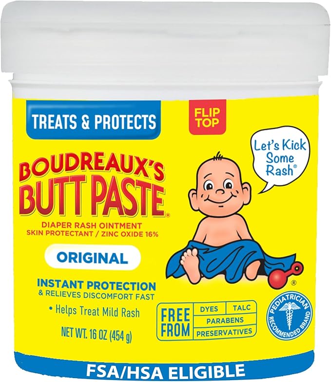 Boudreaux's Butt Paste Original Diaper Rash Cream, Ointment for Baby, 16 oz Flip-Top Jar