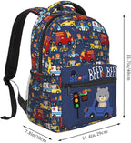 Cartoon Car Animal Backpack For Kids School Boys Girls, Bear & Traffic Light Design, Lightweight Waterproof Ergonomic Backpack For Age 3-5 5-7 7-9 9-12 School Book Bag Daypack Outdoor Play