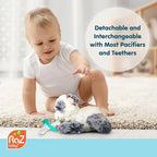 RaZbaby JollyPop Pacifier, Holder with Detachable Baby Pacifier, Stuffed Animal RaZbuddy, All Ages 0M+, 100% Medical Grade USA Made Silicone, Machine Washable, Textured & Easy to Hold – Cow