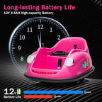 12V Bumper Car for Toddlers, Electric Toy Ride on Battery Car with Kids W/Parent Remote Control, 2-Speed, 360 Degree Spin, Music & LED Lights for Kids, Pink