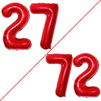 GOER Number 27 Balloons for 27th Birthday Party Decorations,42 Inch Jumbo Foil Helium 72 Balloons for 72nd Birthday Party Decoration (Red)