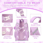 Kids Backpack for Girls School Bags for Middle School Students Book Bag for Elementary Primary Kawaii Ita Backpack, Purple and Beige