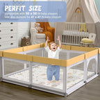 Boho Rainbow Baby Play Mat 50" X 50" Playpen Mat Thicken One-Piece Baby Crawling Mat Non-Slip Cushioned Baby Floor Mat with Lettters, Activity Playmats for Infants, Babies, Toddlers (50X50,Beige)