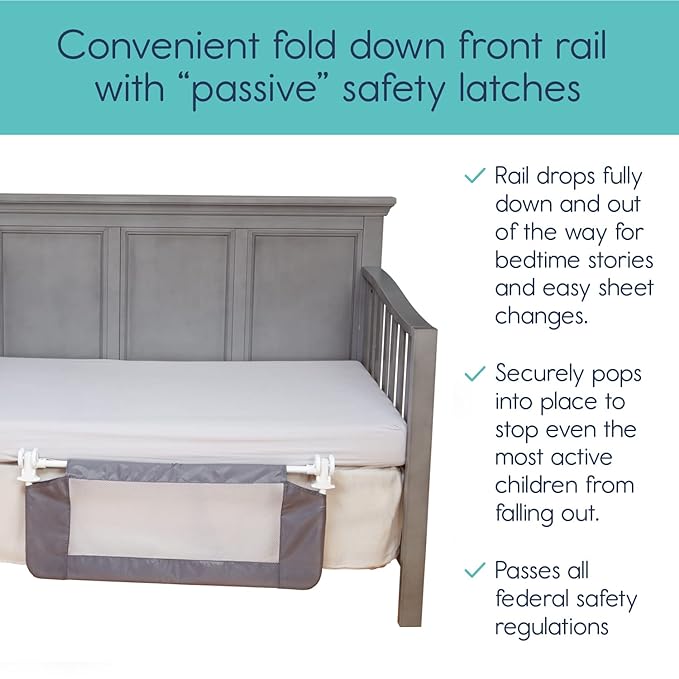 hiccapop Convertible Crib Bed Rail for Toddlers, Crib Rail Guard with Reinforced Anchor Safety