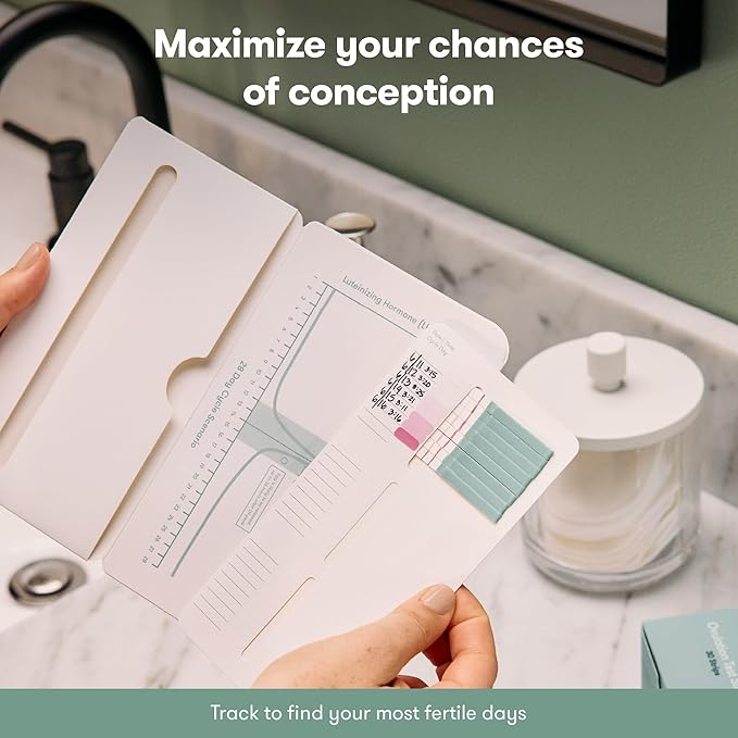 Frida Fertility All-in-One Ovulation & Pregnancy Test Kit – 30 Easy at-Home LH Strips, Ovulation Tracker, 2 Early Detection Pregnancy Tests & Reusable No-Mess Pee Cup