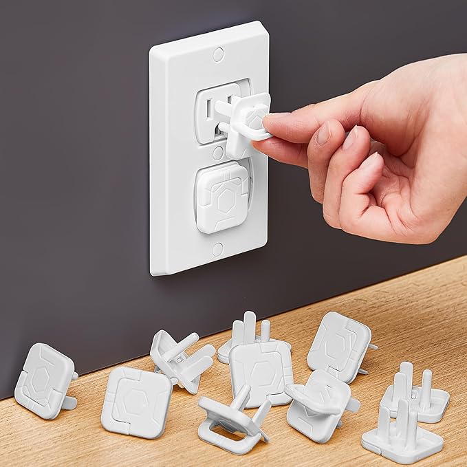 Thyle 100 Pcs Outlet Covers Protectors Plug Bulk Child Baby Proofing Proof for US 3-prong Electrical Outlets Easy Install Socket Sturdy Safe Secure Baby Proofing Kit for Home Office