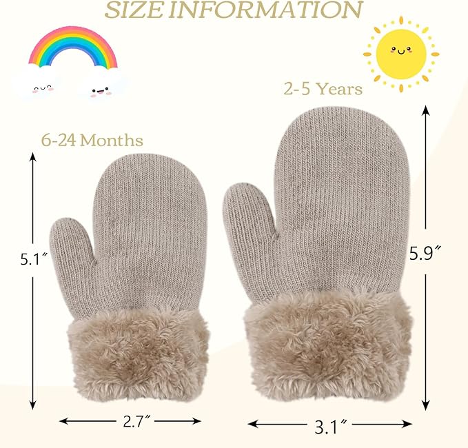 PESAAT Baby Girl Mittens Fleece Toddler Boy Mittens Warm Kids Winter Gloves Unisex Cold Weather Baby Gloves