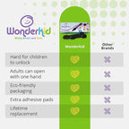 Adjustable & Reusable Child Safety Cabinet Locks & Latches, Baby Proofing Door Window, Cabinet, Toilet, & Refrigerator Lock, Child Safety Strap Locks with Adhesive Pads, Pack of 6, Black - Wonderkid