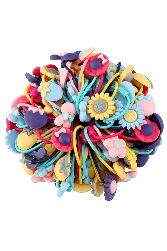 100pcs Mix Colors Girl's Elastic Hair Ties Soft Rubber Bands Hair Bands Holders Pigtails Hair Accessories for Girls Infants Toddlers Kids Teens and Children (Random color)