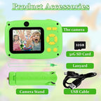 SUZIYO Kids Video Camera with Stand, Best Christmas Birthday Gifts Toys for Children, Toddlers Selfie Digital Camcorder 1080P 2.4 Inch HD for Age 4-9 Years Old Boys Girls with 32G SD Card, Green