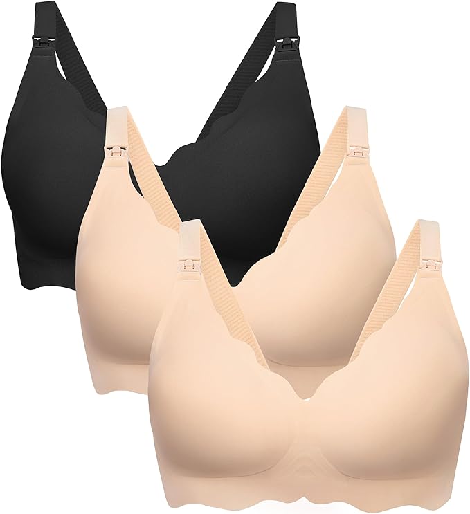 Angelhood Nursing Bras for Breastfeeding Ultra Comfort Seamless Maternity Bra Pack Wireless Pregnancy Bralette Bra Extender