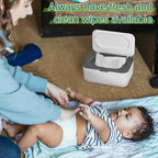 Baby Wipes Dispenser, Wipes Case Baby Wipe Holder Keeps Wipes Fresh, Non-Slip, Easy Open & Close (Gray)