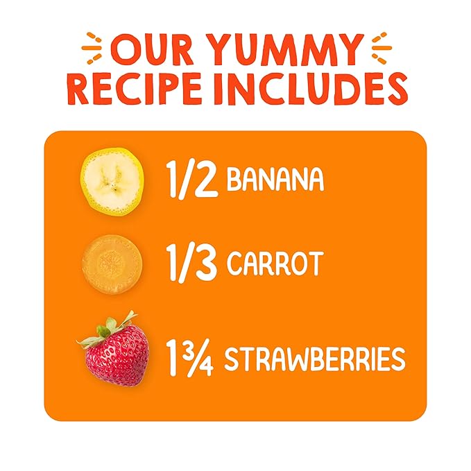 HAPPYTOT Organics Stage 4 Baby Food Pouches, Gluten Free, Vegan Snack, Super Bellies, Fruit & Veggie Puree, Banana, Carrot & Strawberry 4 Ounce (Pack of 16)