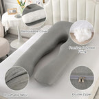 Amagoing Pregnancy Pillows with Cooling Cover, U-Shape Full Body Pillow for Sleeping, Support for Back, Legs, Belly, HIPS for Pregnant Women, Maternity Pillow for Adults, Dark Grey Cooling