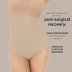 High Waisted Post Surgical Firm Compression Underwear with Adjustable Belly Wrap - Tummy Control Shapewear Girdle for Women
