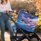 Binienty Axolotl Infants Carseat Canopies for Women, Dolphin Animal Print Nursing Breastfeeding Cover Stretchable for Stroller/Shopping Cart