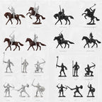 28pcs/Set Medieval Knights Toy Soldier - Army Figures Miniature Playset with Cavalry, Horses and Soldiers (Knights and Horse Set)