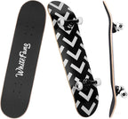 WhiteFang Skateboards for Beginners, Complete Skateboard 31 x 7.88, 7 Layer Canadian Maple Double Kick Concave Standard and Tricks Skateboards for Kids and Beginners
