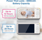 VTech V-Care VC2105 1080p FHD Over-The Crib Mount Smart Baby Monitor 5” 720p LCD Screen,Table Stand,Remote Access,Versatile Placement,Intelligence Detection, Sleep Analysis,18hrs Recording,with WiFi