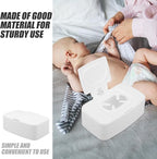 Wipes Dispenser - Wipe Holder for Baby and Adult - Refillable Container Keeps Clean Non-Slip Easy Pull Pouch Case White