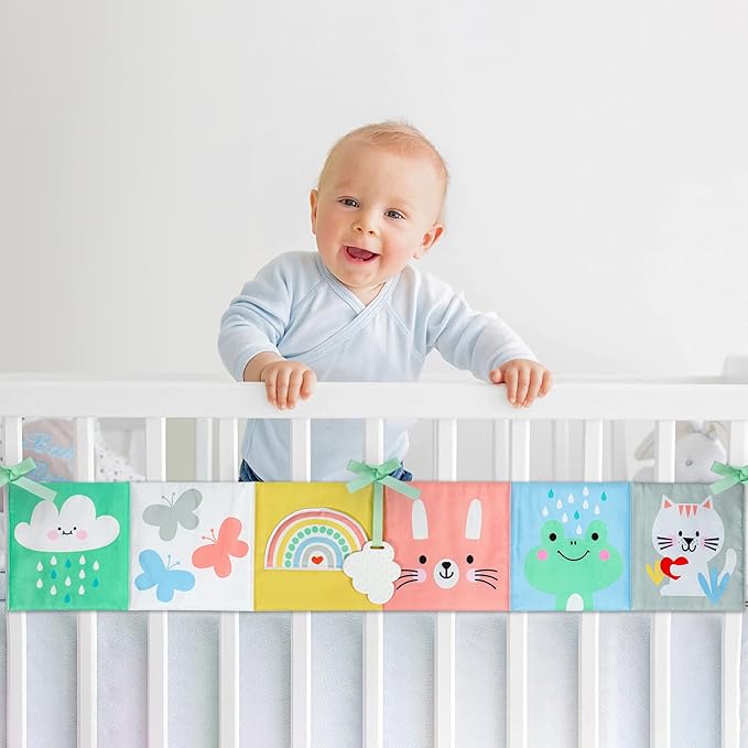 OKOOKO Black and White Baby Book, High Contrast Toy, 0-6 Months Baby Soft Book Tummy Time Montessori Sensory Toy for Stroller Early Education for 0-6 6-12 Months Newborn Infant