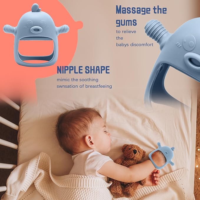 Baby Fruit Feeder & Breastmilk Popsicle Molds – 3-Pack Set with Freezer Tray, Teether Toy, Silicone Pacifier, and 3 Extra Mesh Sizes – (Sky Blue)