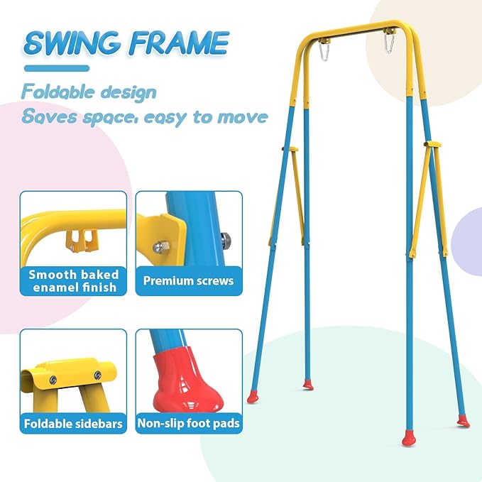 Taleco Gear Foldable Toddler Swing Set, Indoor & Outdoor Baby Swing, Kids Swing Set for Backyard, Safe and Durable Design, Grow with Your Child (Blue)