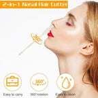12 Pcs 2-in-1 Nasal Hair Cutter, Double Sided Manual Nose Hair Trimmer with Soft Cleaning Brush Head Portable 360° Rotating Upgrade Nose Hair Knife for Women Men (Cream)