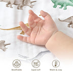 Dinosaur Baby Blankets for Boys, Newborn, Soft Nursery Minky Blankets with Muslin and Dotted Fleece Back 30x40 inches, Receiving Bed Quilt for Infants, Toddlers