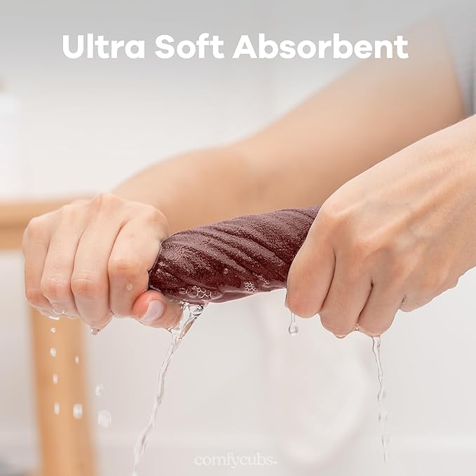 Comfy Cubs Muslin Baby Washcloths 10 Pack - Soft 6-Layer Cotton Wash Cloths for Sensitive Skin - 10"x10" Large, Gentle, Absorbent Infant Essentials for Newborn and Toddlers - Wine