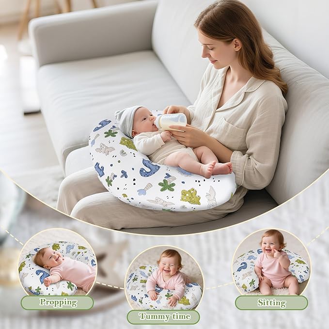 Nursing Pillow Cover – Soft Breathable Cotton, Fits Standard Breastfeeding Pillows, Washable & Hypoallergenic for Newborn Baby Girls & Boys,Cover Only (1 Pcs)