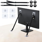 2 Pack TV Safety Straps Adjustable, Adhesive Anti-Tip Furniture Anchor for Flat Screen, TV and Furniture Safety Straps for Baby Proofing, Black