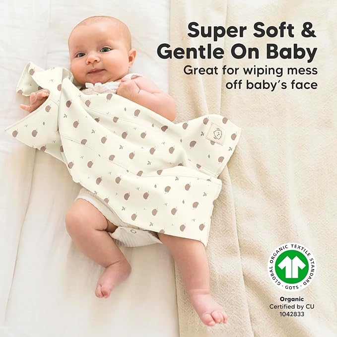 Organic Burp Cloths Baby Boy, Girl - 6-Pack Large Cotton Burping Cloths for Babies, Spit Up Rags, Super Absorbent, Ultra Soft Newborn Rag, Gender Neutral, Machine Washable, Durable (Prairie)