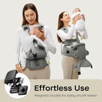 Bc Babycare Hexa Effortless Baby Carrier with Hip Seat - Ergonomic Toddler Carrier (13.2-33 lbs), Adjustable Slide Lock & Knob, Hip-Healthy Design for Parent's Back Relief, Gray