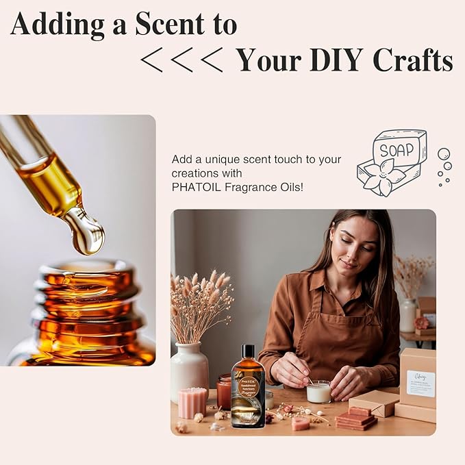 PHATOIL 3.38FL.OZ Sandalwood Sanctuary Fragrance Oils for Aromatherapy, Essential Oils for Diffusers for Home, Perfect for Diffuser, Yoga, Skin Care, DIY Candle and Soap Making - 100ml