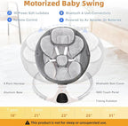Baby Swing for Infants,Comfort Cradling Baby Rocker Portable Newborn Swing with Music/Remote Control/Timing Function,Grey