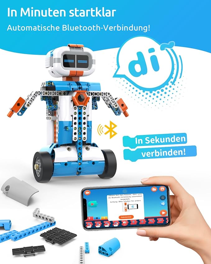 WhalesBot E7 Pro Coding & Remote Control Robot Kit for Kids 8+, Scratch & Modular Programming, Educational Engineering Science Toy Set with Smart Controller/Sensors/Motors for Kids Ages 8-12, 12-16