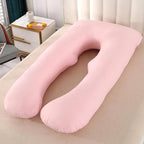 Amagoing Pregnancy Pillow, 57 Inch U Shaped Maternity Full Body Pillow for Sleeping, Support for Women with Hip, Leg, Back Pain, Washable Jersey Cover, Gift for Pregnant Women (Pink)