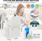 PIIOSER Diaper Bag Backpack with Ice Pack, Large Capacity & Waterproof Convertible Diaper Bag Tote for Moms Dads, Insulated Baby Tote Bag with Changing Pad, Stroller Straps & Pacifier Case, Cream