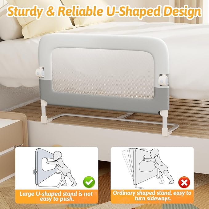 omzer Bed Rail for Toddlers - 32" Baby Bed Rail Guard for Kids Folding Up & Adjustable Heights,Portable Toddler Bed Rails Barrier for Crib, Twin, Bunk,Full Size, Queen & King Bed