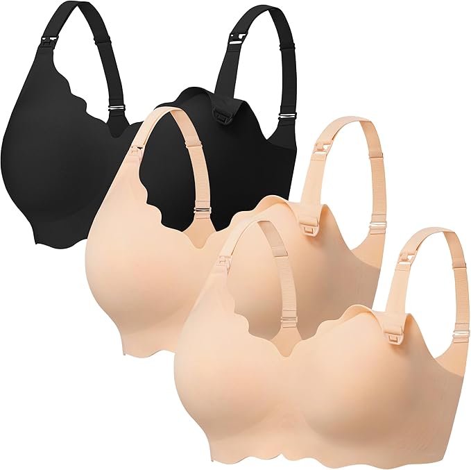 Angelhood Nursing Bras for Breastfeeding Ultra Comfort Seamless Maternity Bra Pack Wireless Pregnancy Bralette Bra Extender