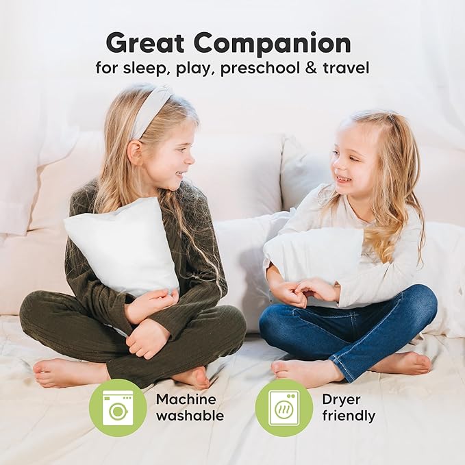 Mini Toddler Pillow with Pillowcase - 9x13 My Little Dreamy Travel Kids Pillow for Sleeping, Toddler Bed, Small, Tiny, Organic Cotton Pillowcase, Soft & Breathable, Kids 2-4 Years Old (French Gray)