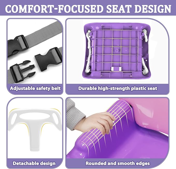 2 in 1 Toddler Swing & Baby Jumper, Foldable Baby Bouncer with Soft Cushion, Foldable Indoor & Outdoor Use, Easy to Install & Store Swing Sets for Backyard Play (Pink)