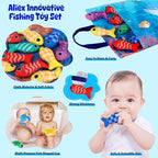 Montessori Fishing Game for Toddlers 1-3, Cloth Fishing Toys for Toddlers with Stacking Cups Educational Learning Toys - Number Counting, Color Sorting, Baby Sensory Toy for 6-12 Months, Baby Gifts