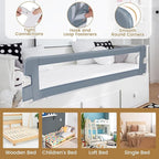 BABY JOY Bed Rails for Toddlers, Extra Long, Swing Down Safety Bed Guard for Convertible Crib, Folding Baby Bedrail for Kids Twin, Double, Full Size Queen & King Mattress (71", Light Gray)