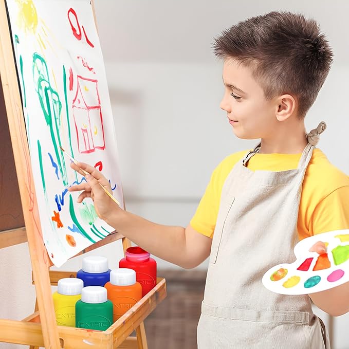 EXTRIC Washable Paint for Kids 12 Color, Non-Toxic Tempera Kid Paint 2 oz Bottles, Vibrant Pigments, Easy-Clean Toddler Paints, Kids Painting Set Arts and Crafts Supplies